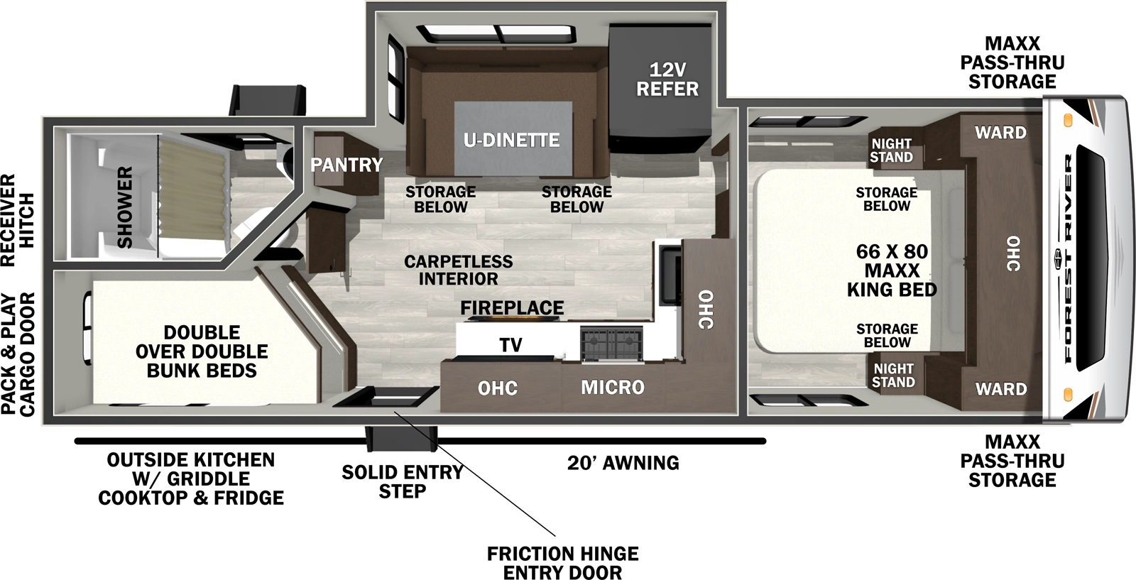 Wildcat Travel Trailers 246BEDS Floorplan